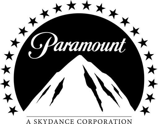 The word "Paramount" in cursize font and a cartoon mountain appear in the negative space of a circle. Surrounding the circle are twenty-two stars, and below it is the text "A SKYDANCE CORPORATION".
