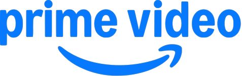 prime video in lower-case blue text above Amazon's signature arrow logo in blue, curved to imitate a smiling face.