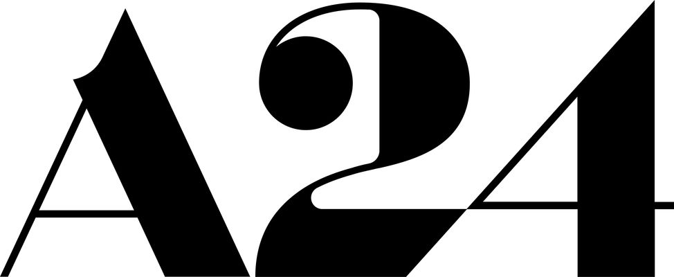 A24 appears in black serif text on a transparent background with a dramatic mix of thick and thin lines.